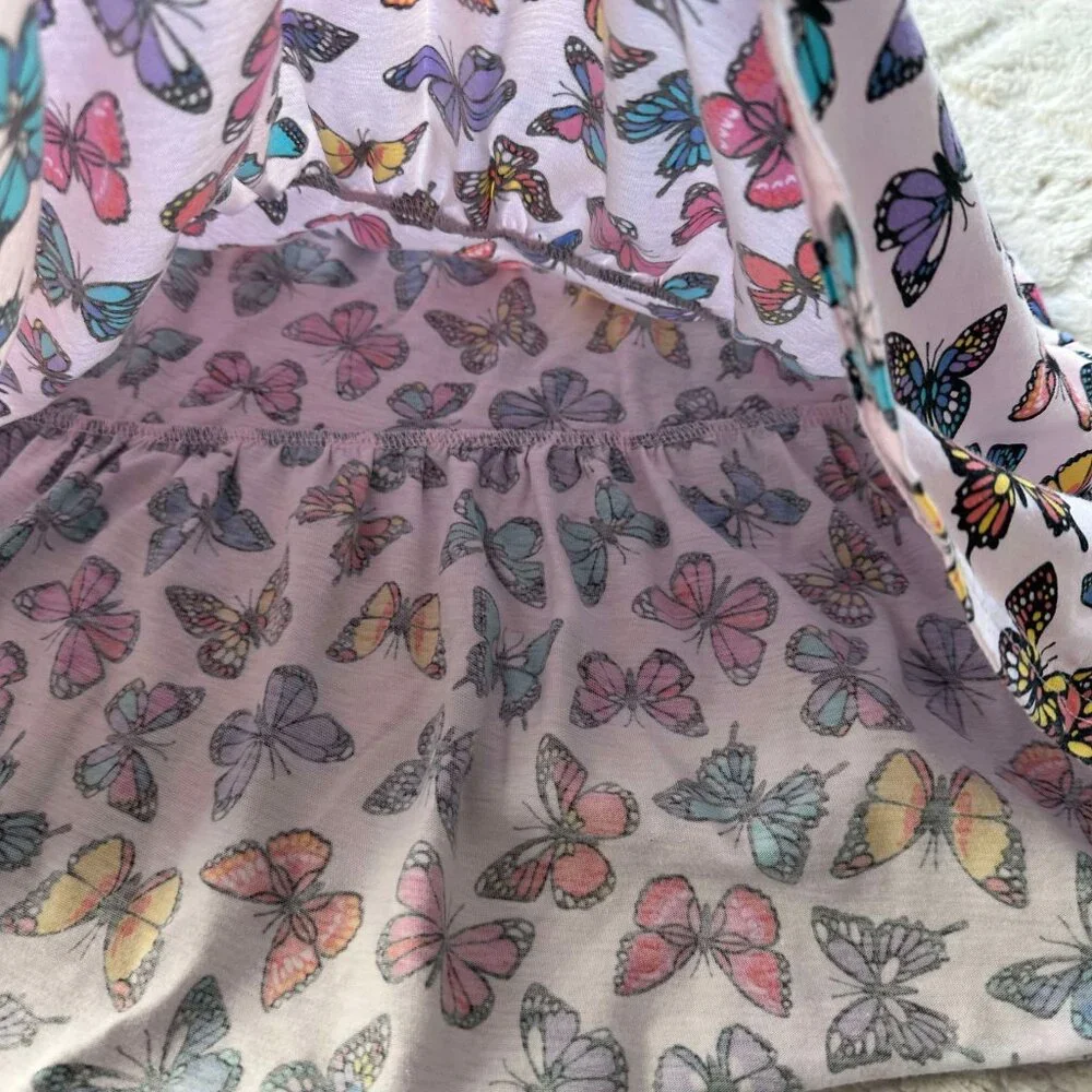 The Children's Place | Rose Mist Butterfly Print Tiered Dress | Size Extra Large - Picture 4 of 10